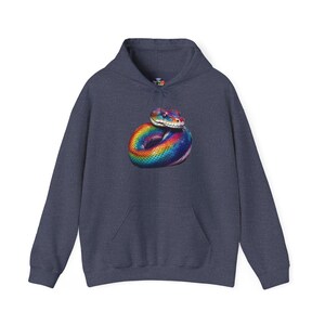 Rainbow Python Pride Hoodie LGBT Graphic Sweatshirt LGBTQ Clothing Gift Heather Sport Dark Navy
