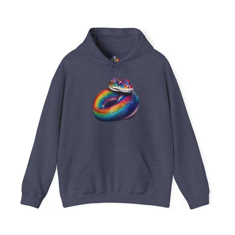Rainbow Python Pride Hoodie LGBT Graphic Sweatshirt LGBTQ Clothing Gift Heather Sport Dark Navy