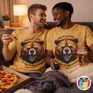 Funny Gay Bear Pride Tee: Feral Outside, Soft Inside - Comfort Colors Shirt image 2