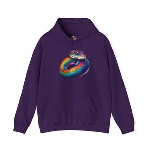 Rainbow Python Pride Hoodie LGBT Graphic Sweatshirt LGBTQ Clothing Gift Purple