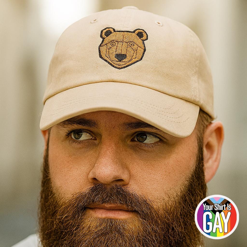 Gay Bear Pride Dad Hat - Embroidered Leather Daddy Cap, Cub Otter Hat