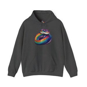 Rainbow Python Pride Hoodie LGBT Graphic Sweatshirt LGBTQ Clothing Gift Dark Heather
