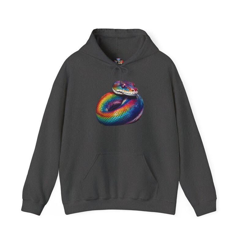 Rainbow Python Pride Hoodie LGBT Graphic Sweatshirt LGBTQ Clothing Gift Dark Heather