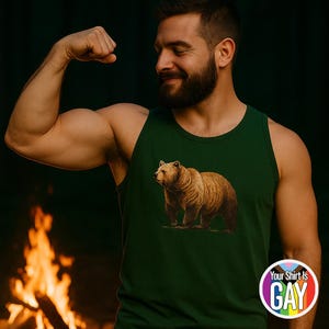 Grizzly Bear Gay Tank Top, Muscle Bear Shirt, Bear Brotherhood Tank, Bear Pride Shirt, Gay Daddy, Gay Bear Shirt, Queer Coded, LGBTQ Apparel