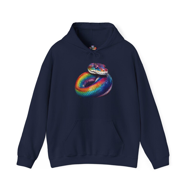 Rainbow Python Pride Hoodie LGBT Graphic Sweatshirt LGBTQ Clothing Gift Navy