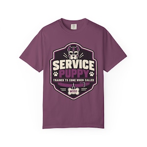 Charge 1 von 6 | T-Shirt mit Servicehund-Motiv: Blau, Rosa und Lila Berry