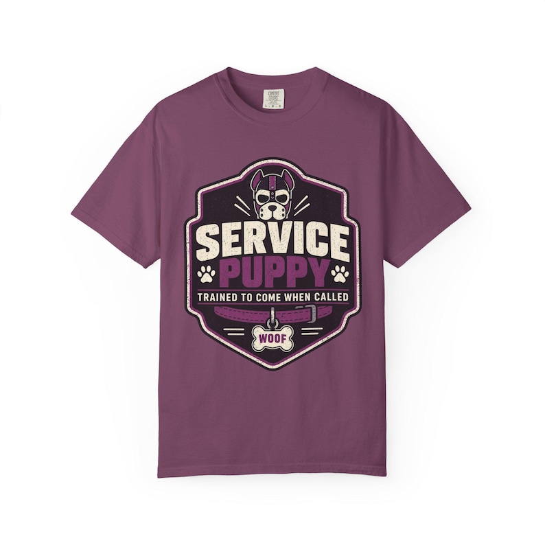 Charge 1 von 6 | T-Shirt mit Servicehund-Motiv: Blau, Rosa und Lila Berry