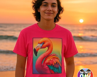 Rainbow Flamingo Pride Shirt LGBTQ Graphic Tee Gay Queer Clothing Gift