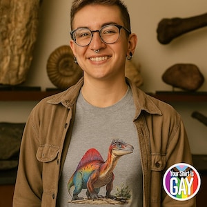 Rainbow Dinosaur Pride Shirt Spinosaurus LGBTQ Graphic Tee Queer Jurassic Clothing Gift