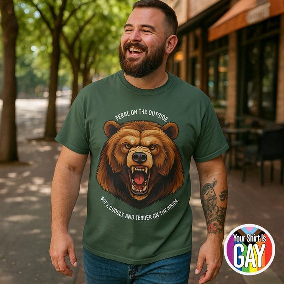 Funny Gay Bear Pride Tee: Feral Outside, Soft Inside - Comfort Colors Shirt
