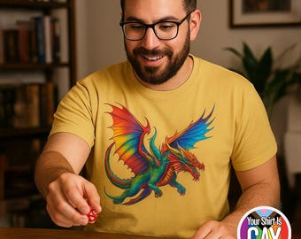 Rainbow Dragon Comfort Colors T-shirt: LGBTQ+ Dungeons & Dragons-shirt