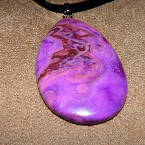 Shop Closing Clearance Sale CRAZY LACE AGATE Necklace Purple And Pink Big Gemstone Necklace Agate Jewelry Statement Necklace Jewelry