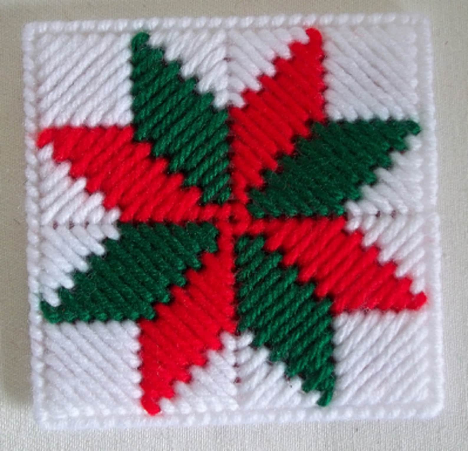 Christmas Coasters Plastic Canvas Holiday Coasters Quilt Etsy