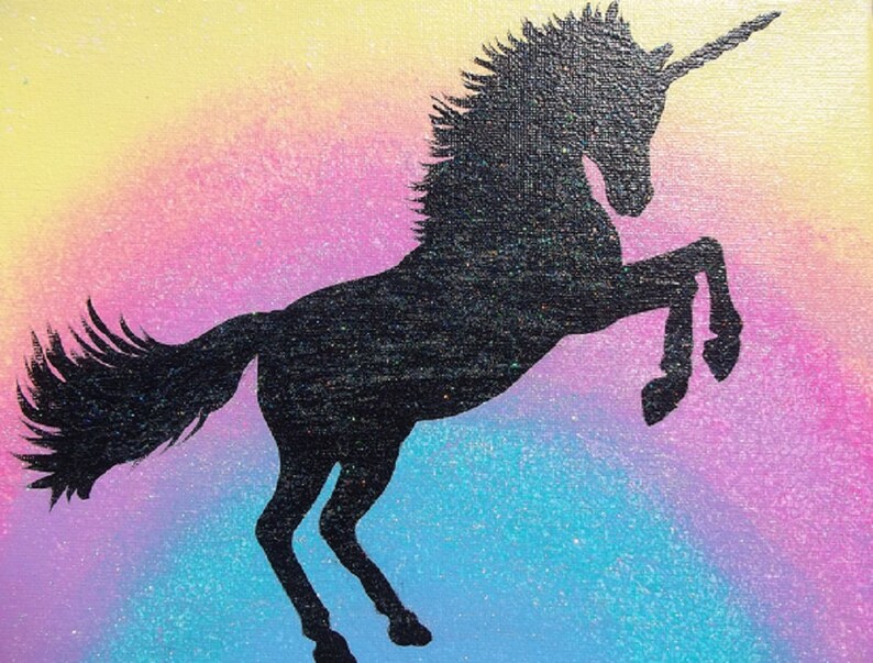 Unicorn Wall Art Unicorn Painting Canvas Painting Hand Etsy