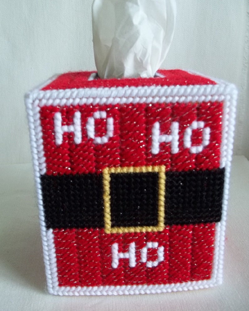 Christmas Santa Tissue Box Cover Plastic Canvas Tissue Cover | Etsy