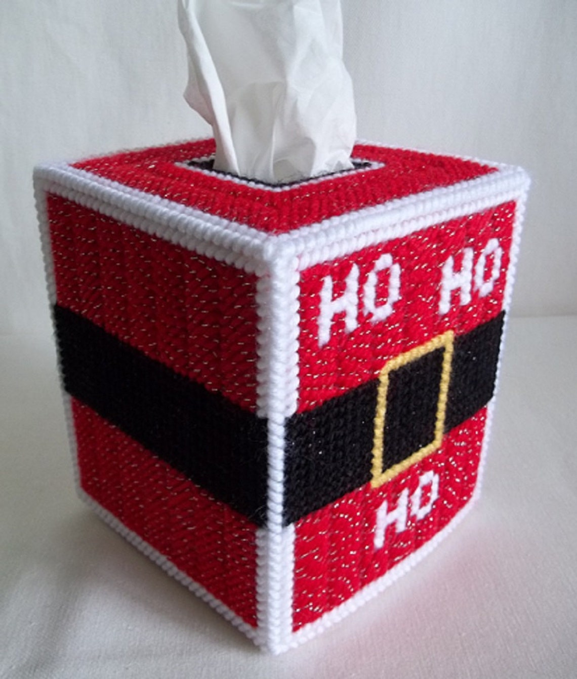 Christmas Santa Tissue Box Cover Plastic Canvas Tissue Cover Etsy