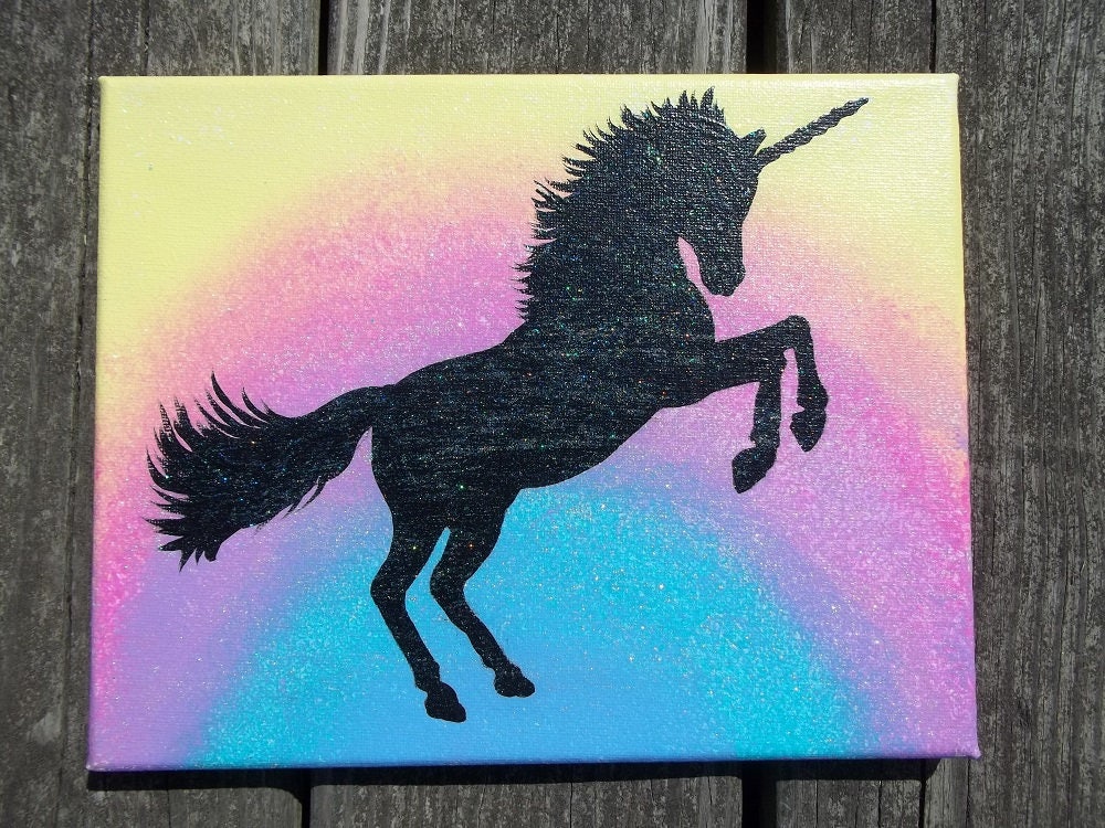 Unicorn Wall Art Unicorn Painting Canvas Painting Hand Etsy
