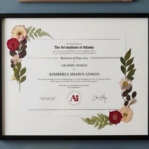 Diploma Frame , Pressed Flower Preservation , Degree Frame, Graduate Diploma, Dried Flowers