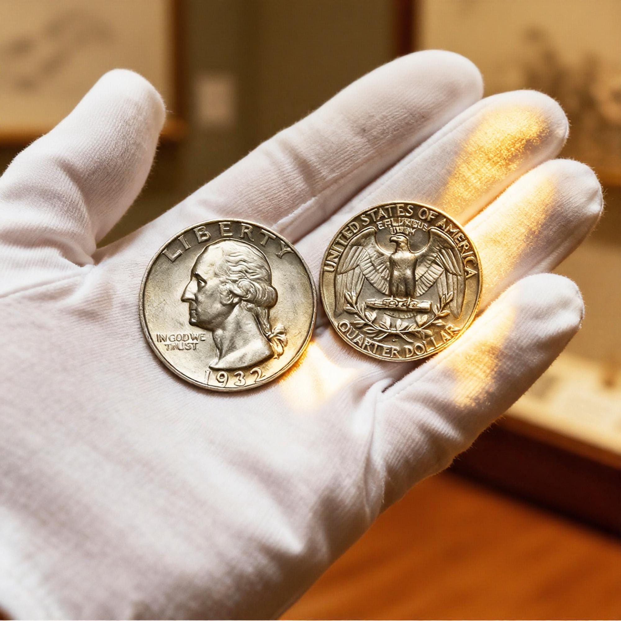 1932年Sミント ワシントン25セント硬貨 記念銀貨 歴史的ヴィンテージ