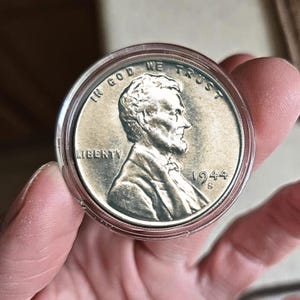 1944 S Steel Lincoln Wheat Cent | Rare WWII Penny Replica | Collectible Steel Cent Coin | Vintage U.S. Coin Copy for Display or Gift