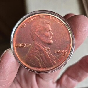 US 1955 Double Die Lincoln Wheat Penny – 100% Copper Cent – Rare Error Style Coin – Vintage Collectible Replica