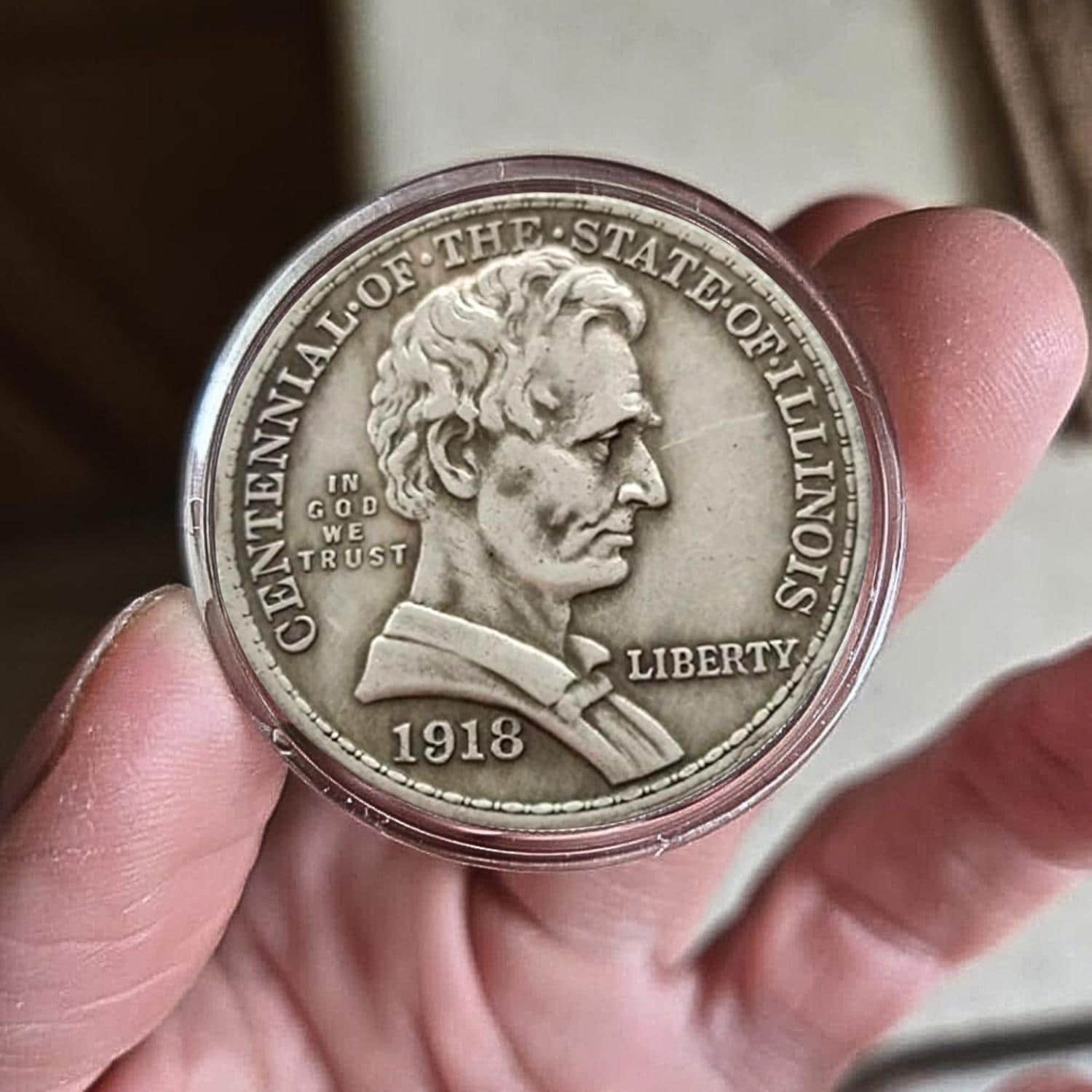 1918 Lincoln Illinois Centennial Half Dollar - Rare Commemorative Silver Coin Collectible