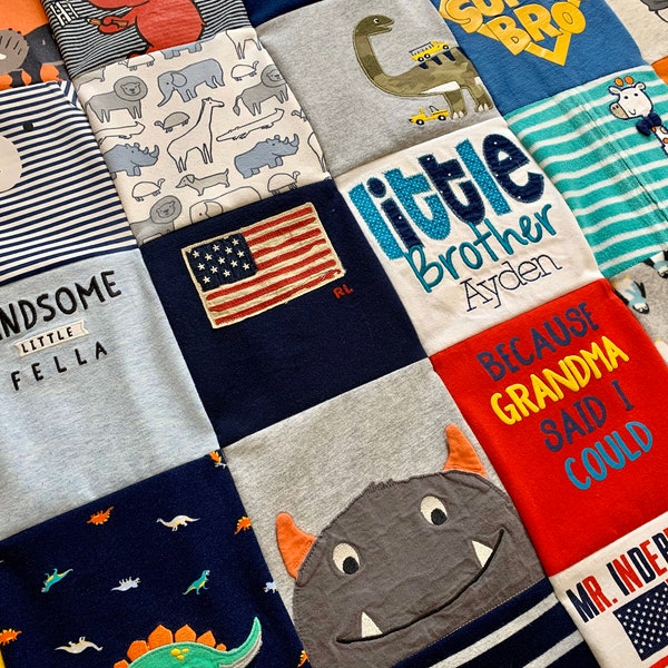 Baby Clothes Quilt, Baby Memory Quilt, Keepsake Quilt, Custom Quilt, Memory Blanket, Baby Clothes Blanket, Made from Clothing