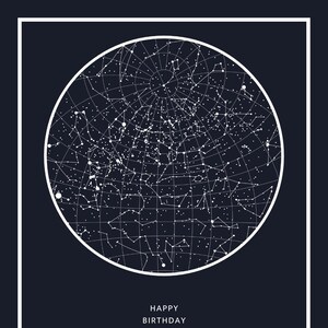 Carte des étoiles personnalisée en téléchargement numérique | Impression personnalisée de ciel nocturne avec date, lieu, heure et texte