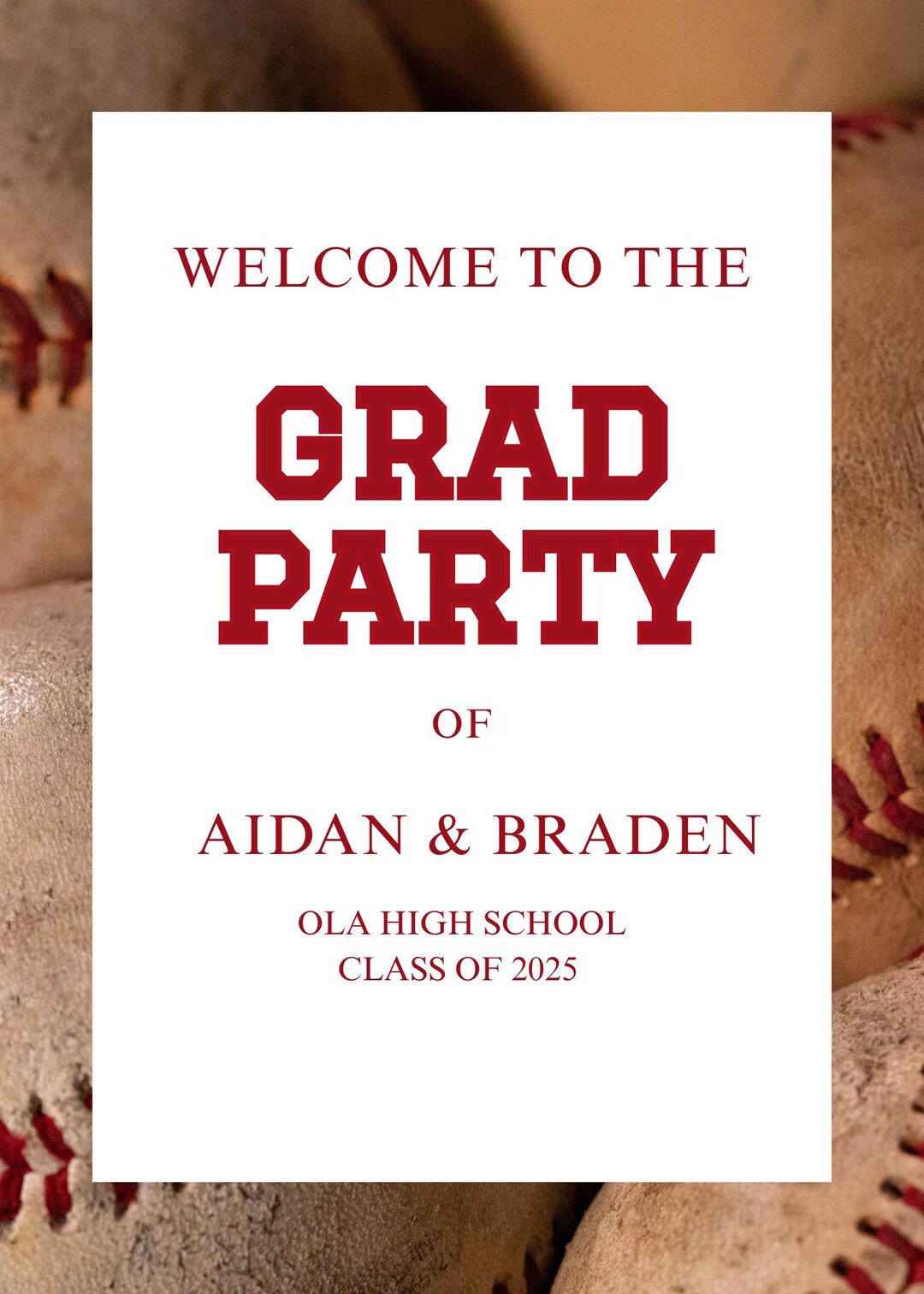 Welcome Baseball GRAD PARTY Sign - Etsy