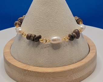 Dino Bone & Pearl Bracelet – Natural History Meets Elegance