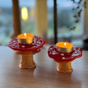 Amanita Mushroom Candle Holder Ceramic, Pottery Gift for Mushroom ...