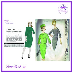 1960s Vintage Suit Sewing Pattern Multi-Size PDF: Bust 36-40 inch, McCalls 5966 Reproduction
