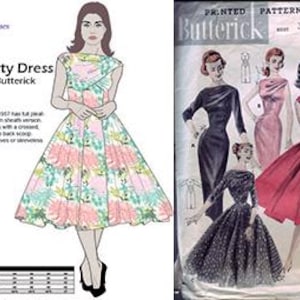50er Jahre Vintage Kleid Schnittmuster Multi-Size PDF: Büste 31-34 inch, Butterick 8038 Reproduktion
