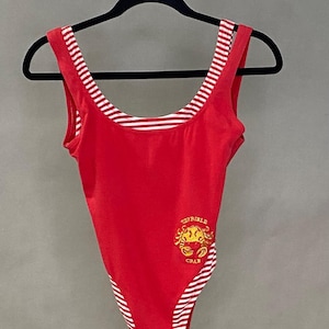 1980s Vintage Deadstock High-cut Red Cotton Tank Leotard