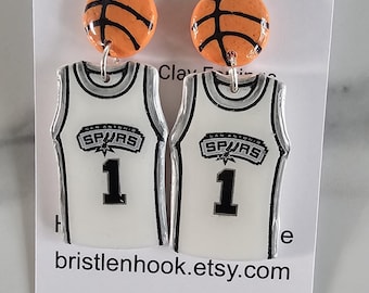 San Antonio Spurs #1 Victor Wembanyama Team Home (White) Jersey Polymer Clay Earrings