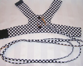 Dog harness, Black Check X-Small, Medium and Large