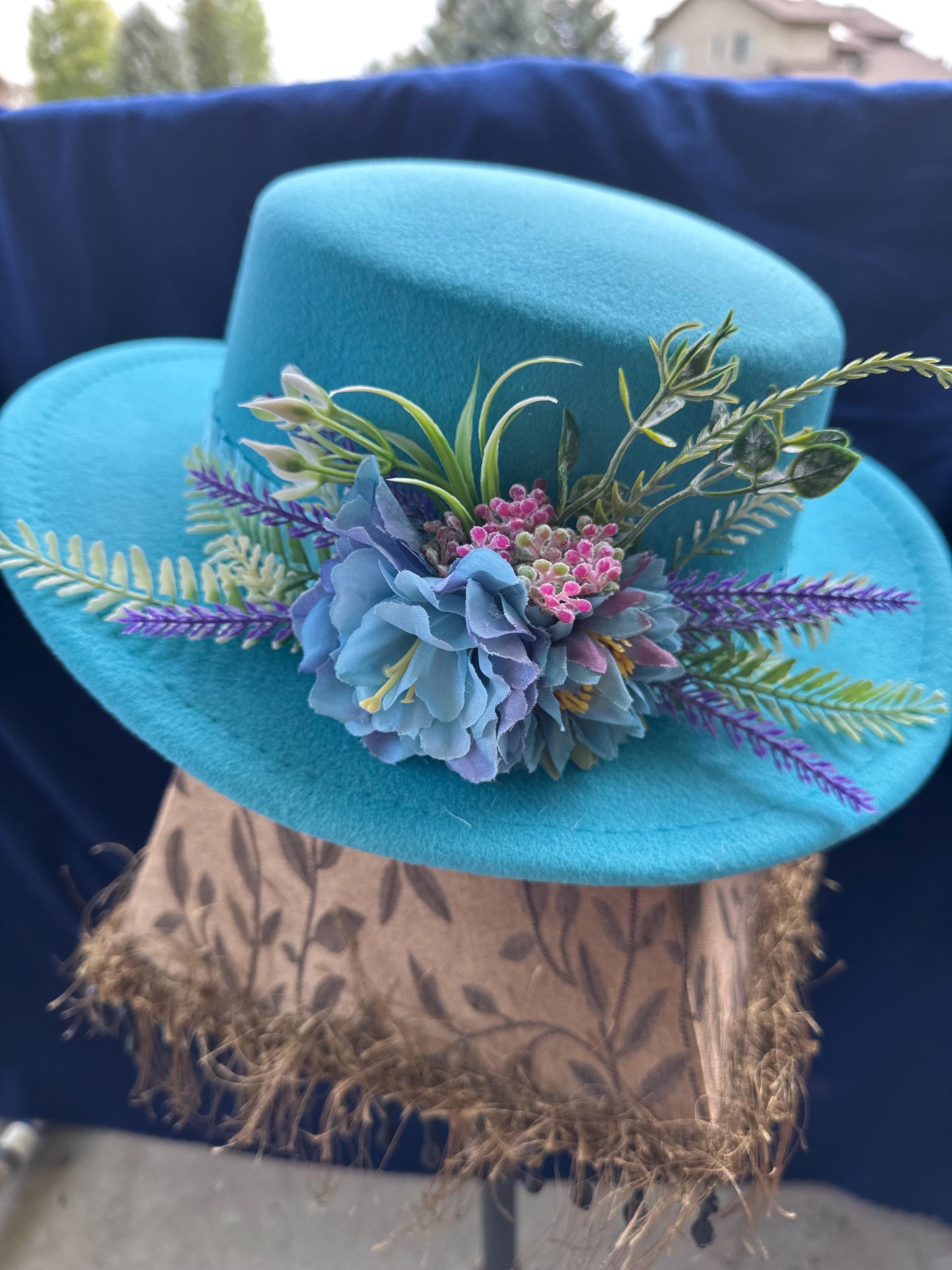Stylish Gray Fedora Hat with Turquoise Swarovski crystals Accent il_fullxfull.5261519791_fnr7.jpg main image 3
