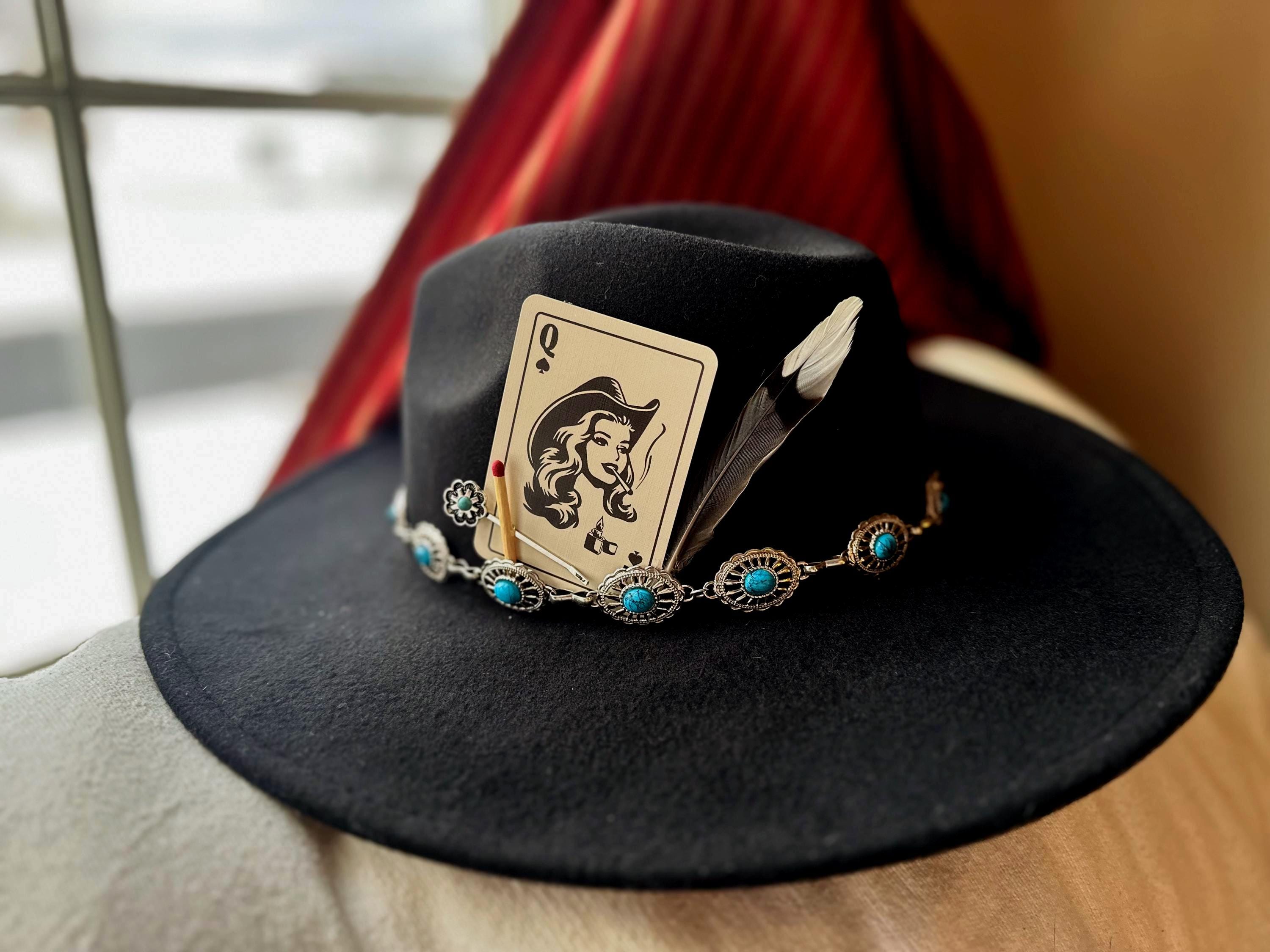 Turquoise Felt Cowboy Hat - Etsy display picture 1