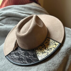 Lace and Feather Cowboy Hat - Etsy display picture 1