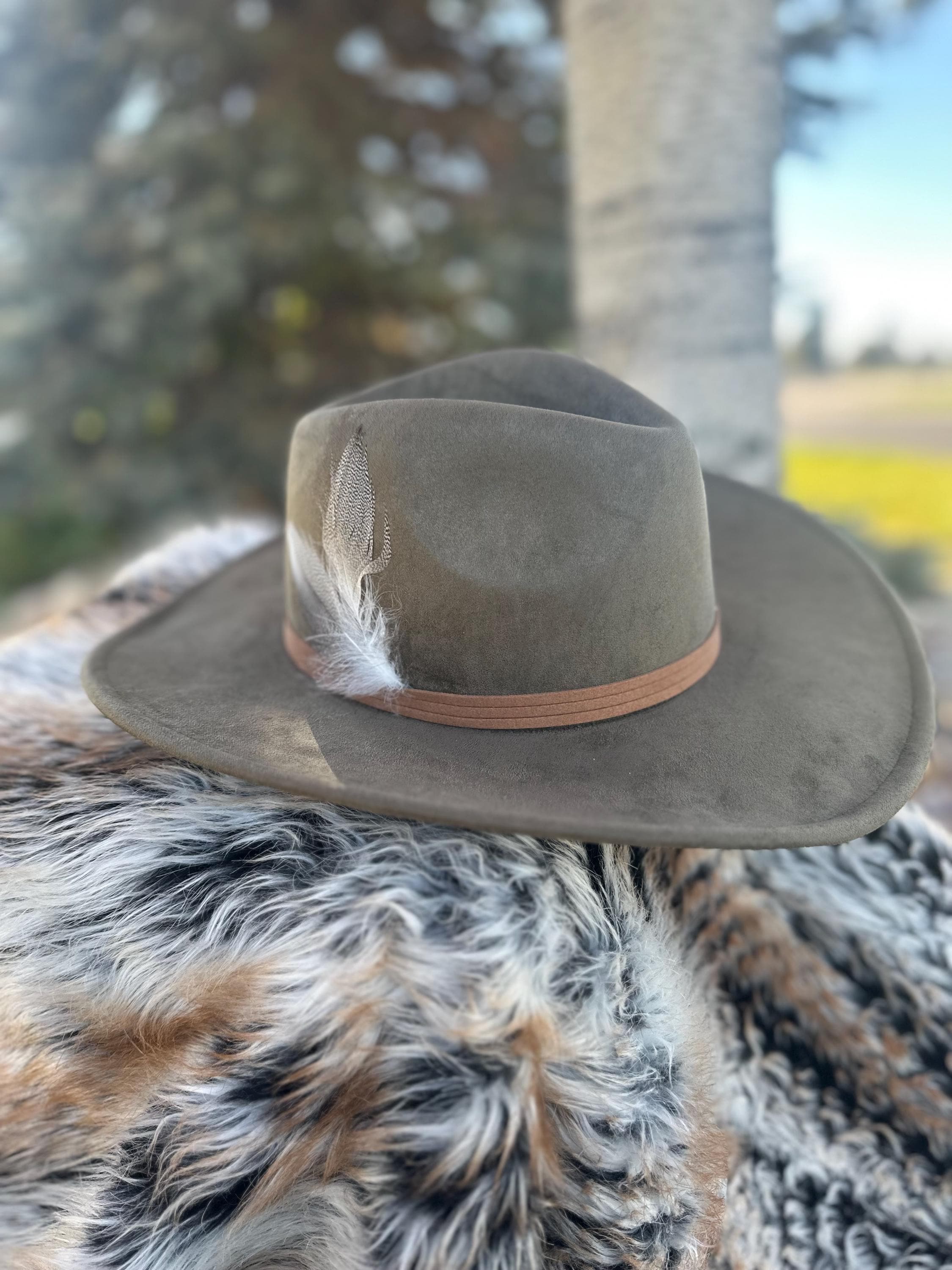 Olive Green Felt Cowboy Hat - Etsy display picture 3