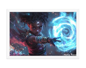 Physischer Druck | Versand an Sie | Kind der leuchtenden Spirale – Afro-Aztekische Schamanen-Fantasy-Kunst