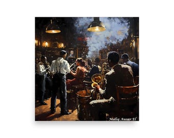 Physischer Druck | Versand an Sie | Chicagoer Jazzclub-Szene der 1940er Jahre – Club DeLisa, South Parkway | Afro Deco Noir-Kunst