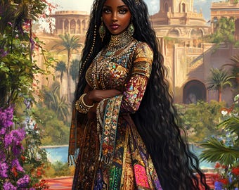 Digitaler Download | Königin Makeda Art Kunst | Riftborn Afro Fantasy Mythic Wanddruck