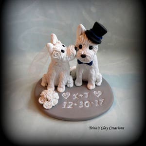 Wedding Cake Topper, Custom Cake Topper, Puppy Cake Topper, Dog, Polymer Clay, Keepsake, Westie image 3