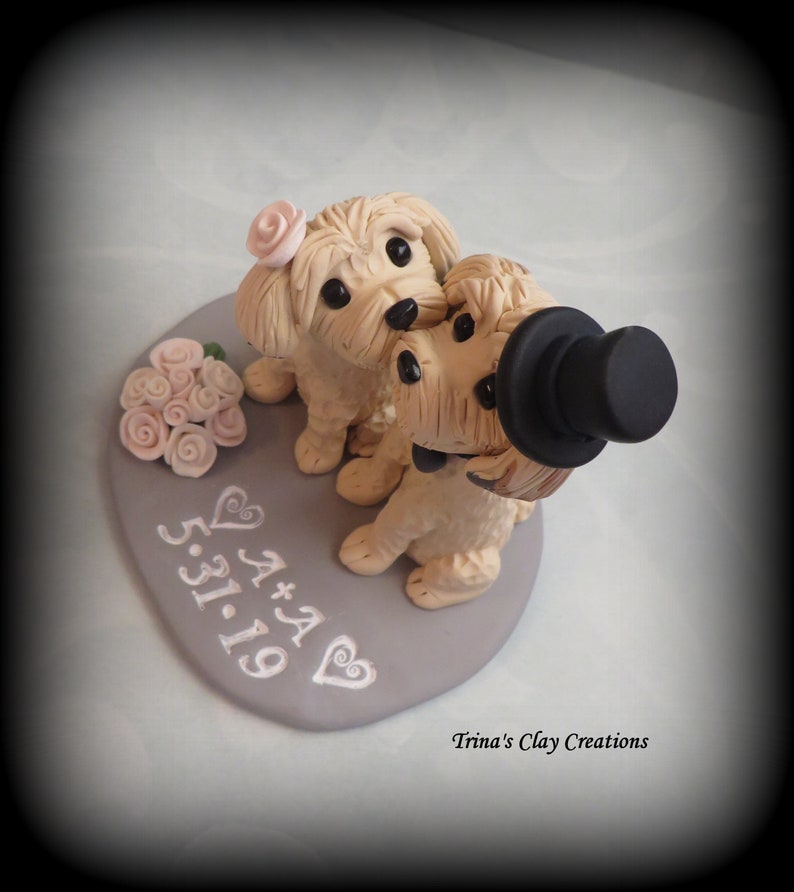 Wedding Cake Topper, Custom Cake Topper, Puppy Cake Topper, Dog, Polymer Clay, Keepsake, Westie image 2
