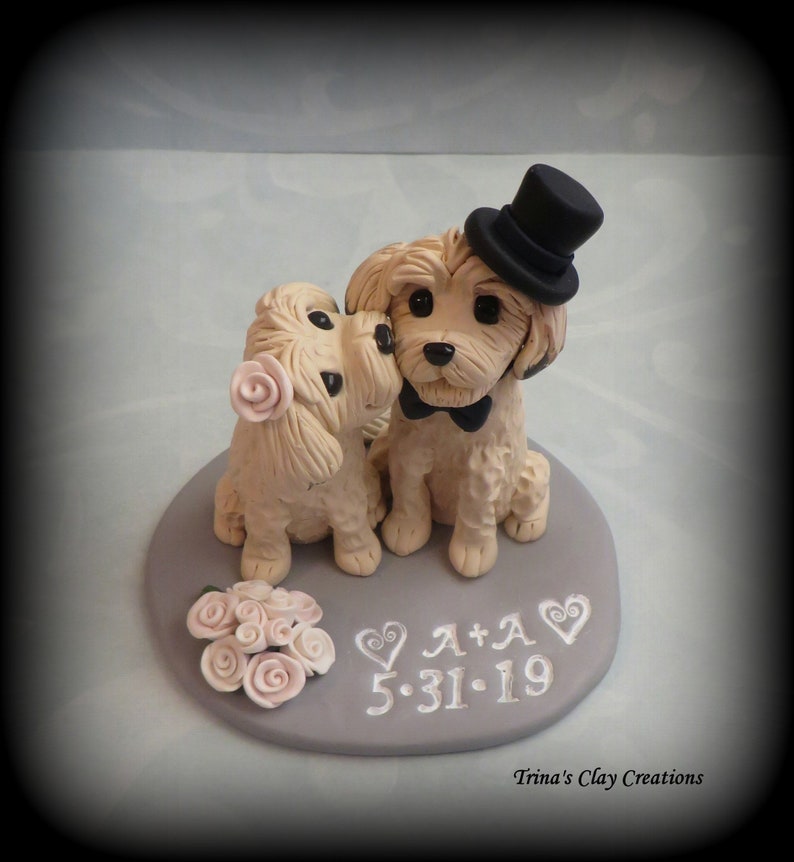 Wedding Cake Topper, Custom Cake Topper, Puppy Cake Topper, Dog, Polymer Clay, Keepsake, Westie image 1