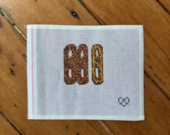 Hand Painted Philly Pretzel Needlepoint Canvas
