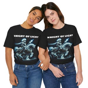 Knight of Light Graphic Tee, Unisex T-Shirt, Fantasy Apparel for Gamers, Gift for Knights and Horse Lovers, Casual Wear