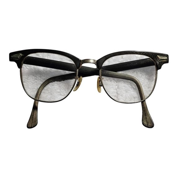 Artcraft Clubman 20mm Vintage Eyeglasses Black & Silver Artcraft Clubman 20mm Vintage Eyeglasses Black & Silver
