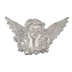 Vintage Spoon USA Brooch, Pin, Pewter, Victorian Cherub Angel w/Wings, Angel Lovers, Angel Gift for Her, Christmas